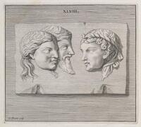 KG 12441
          <br/>
          Toutes le Medailles, Monuments, & Bas-Reliëfs, qui se voyent dans la Nouvelle Edition de Cesars de l'Empereur Julien traduits par Mr. de Spanheim (1727).
          <br/>
          <em>Picart, Etienne (Le Romain) (1632-1721)</em>